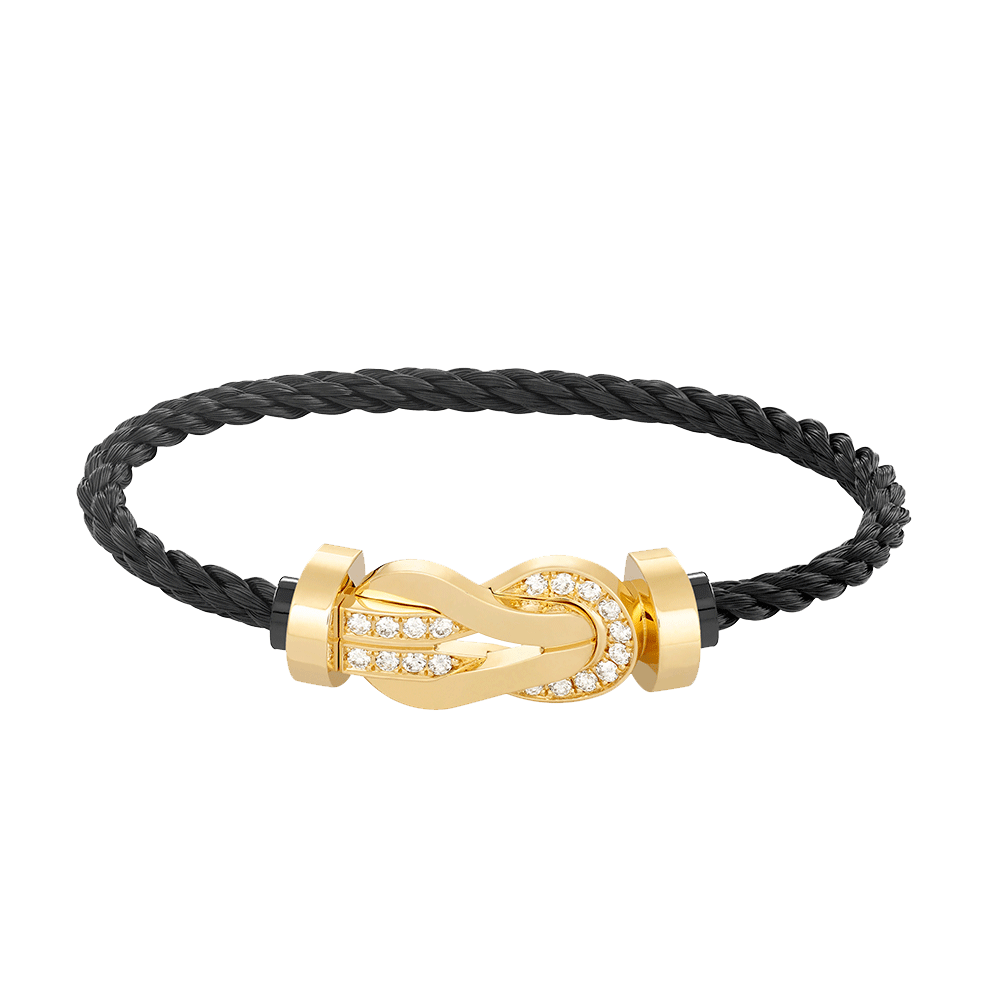 [AuraEcho]CHANCE LARGE 8 FIGURE BUCKLE HALF DIAMOND BRACELET GOLD