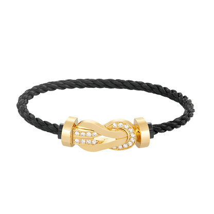 [AuraEcho]CHANCE LARGE 8 FIGURE BUCKLE HALF DIAMOND BRACELET GOLD