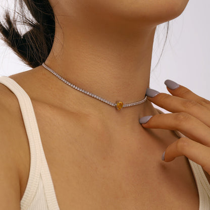 [AuraEcho]1.0 carat Unique Pear Cut Tennis Necklace