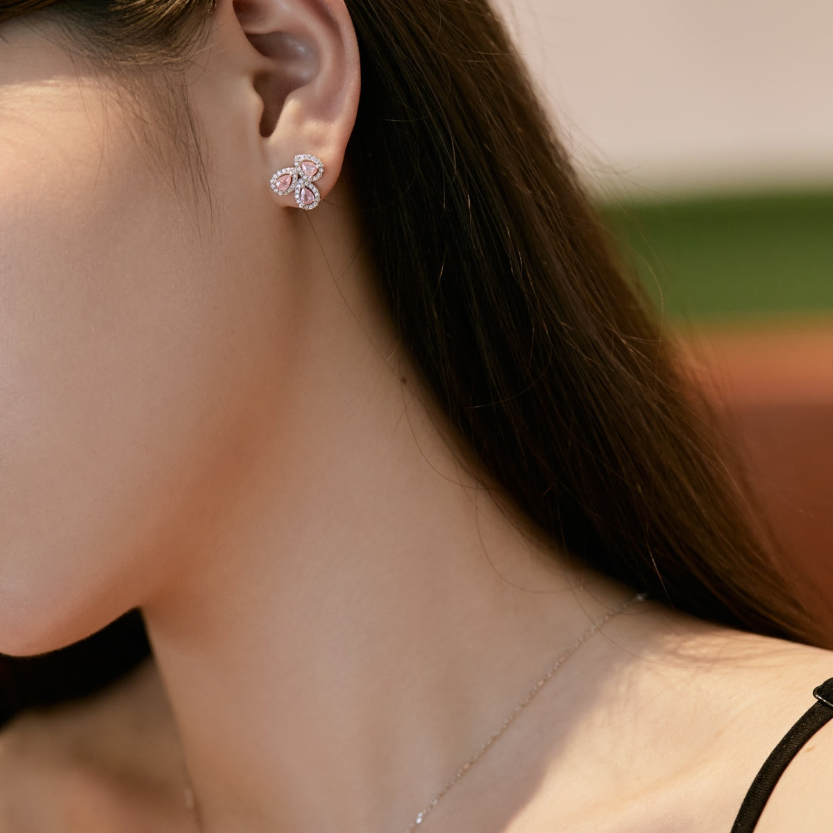 [AuraEcho]Ornate Flower Shape Pear Cut Lover Earrings