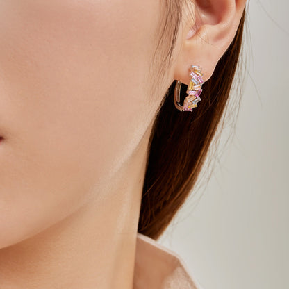 [AuraEcho]Dazzling Colorful Emerald Cut Daily Earrings