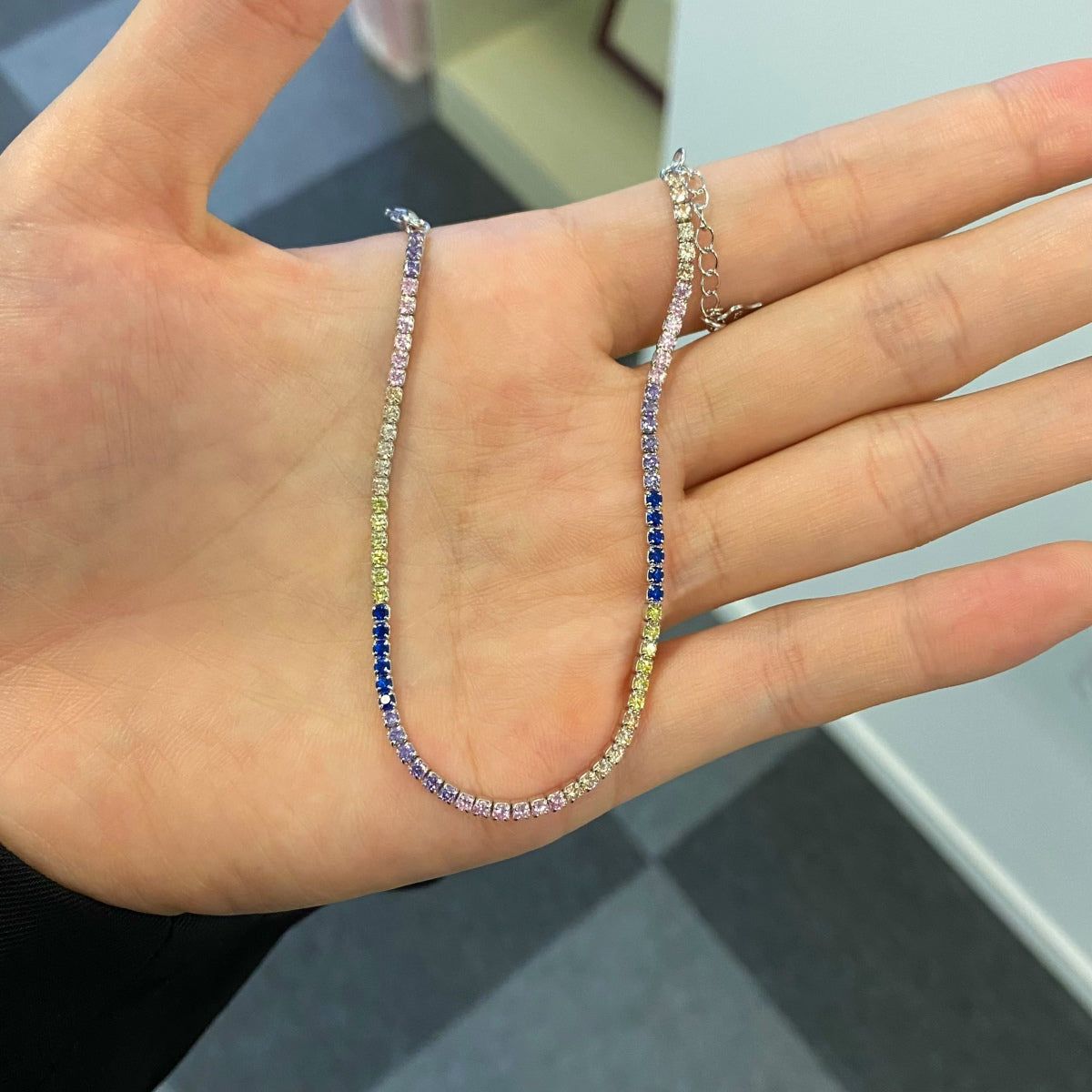 [AuraEcho]Radiant Shinning Princess Cut Tennis Bracelet
