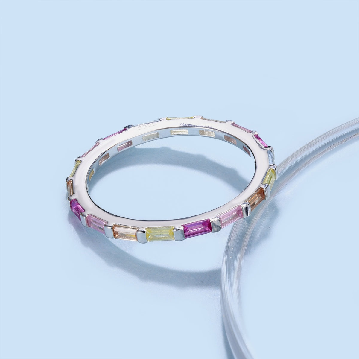 [AuraEcho]Exquisite Multicolored Emerald Cut Daily Ring