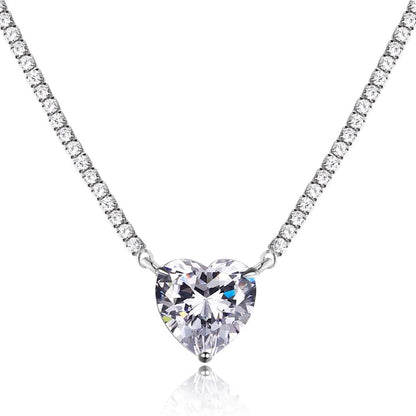 [AuraEcho]8.0 Carat Versatile Colorful Sweet Heart-Shaped Tennis Necklace
