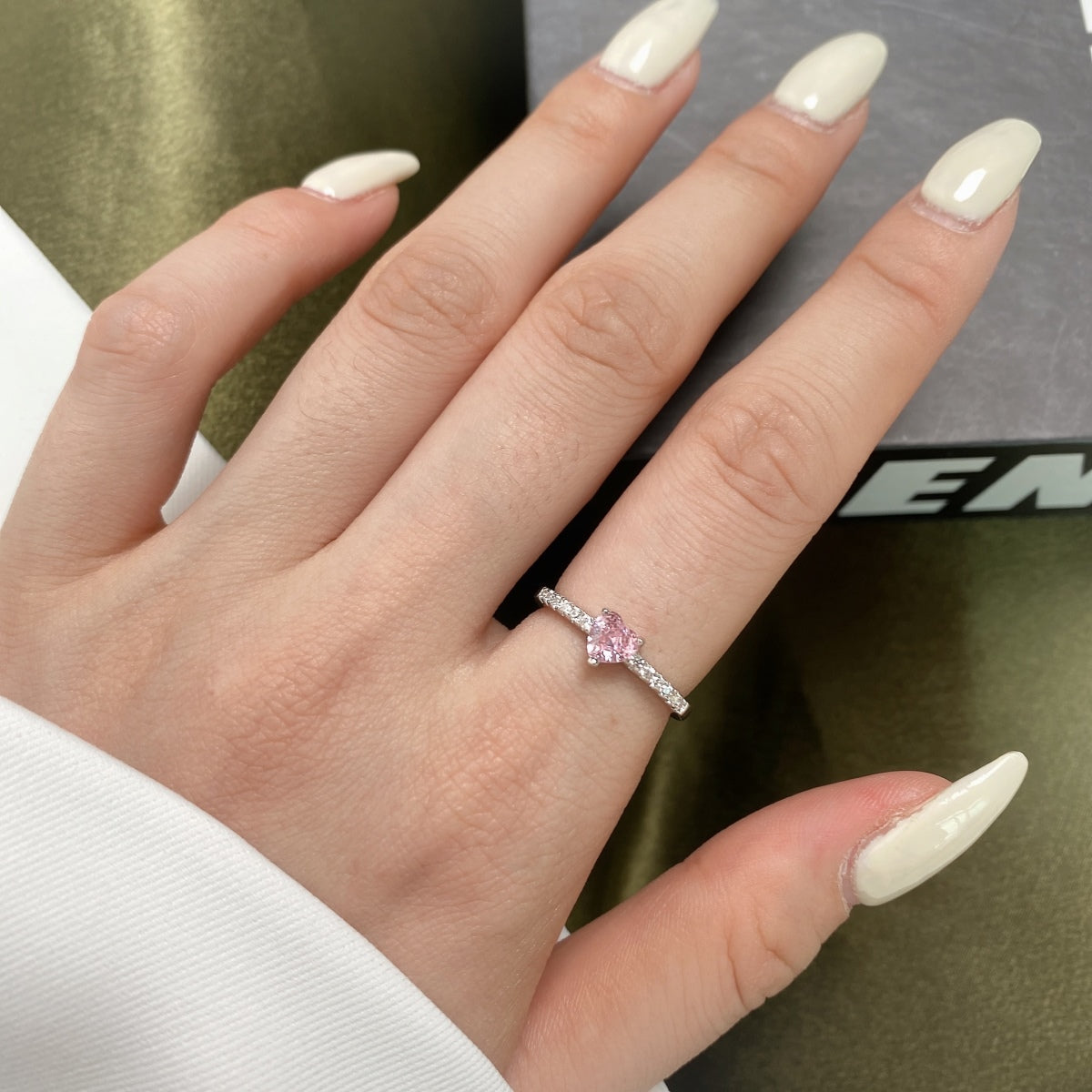[AuraEcho]0.5 Carat CaratEternity Charming Heart Shape Lover Ring