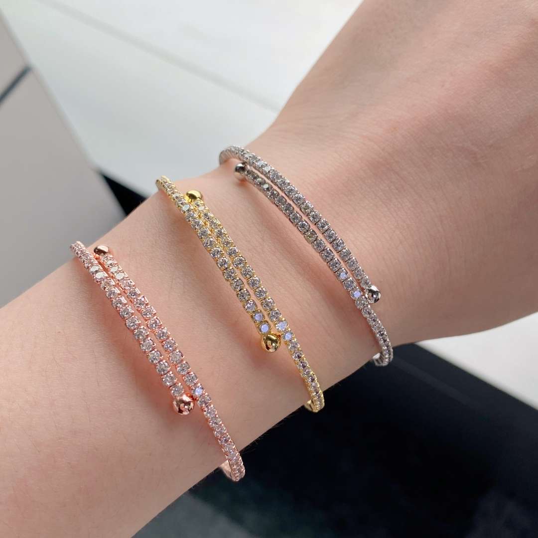 [AuraEcho]Row of Diamonds Round Fashion Bracelet