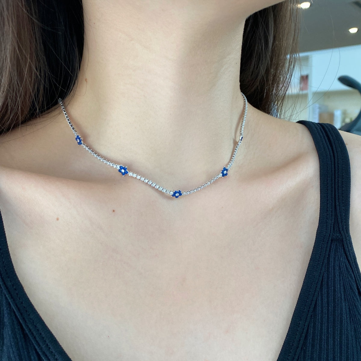 [AuraEcho]Luxurious Colorful Flower Tennis Necklace
