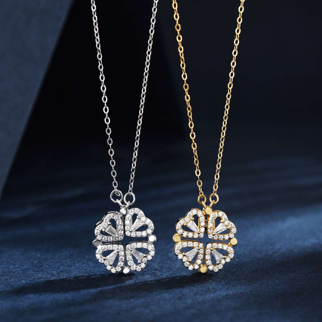 [AuraEcho]Ornate Heart Cut Flower Shape Necklace