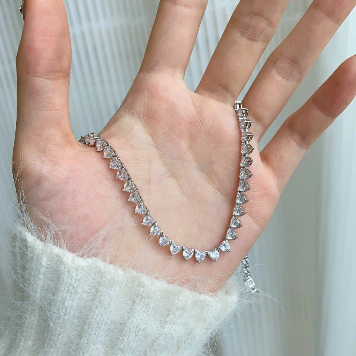 [AuraEcho]Ornate Heart Cut Tennis Necklace