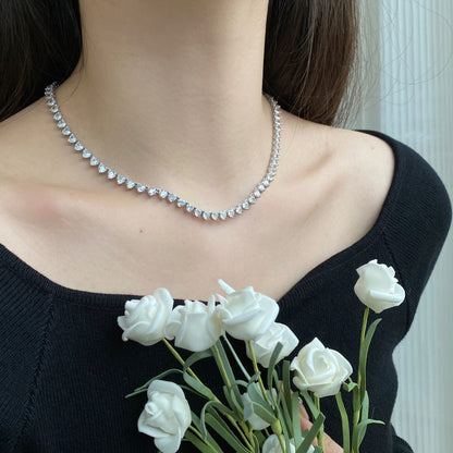 [AuraEcho]Ornate Heart Cut Tennis Necklace