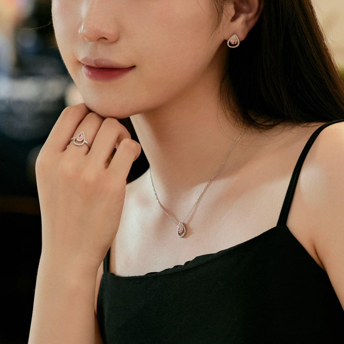 [AuraEcho]Sparkling Delicate Water Drop Shape Daily Earrings