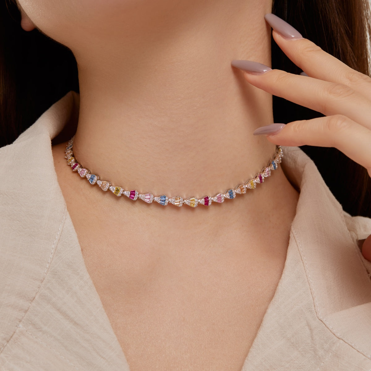 [AuraEcho]Radiant Colorful Rainbow Necklace