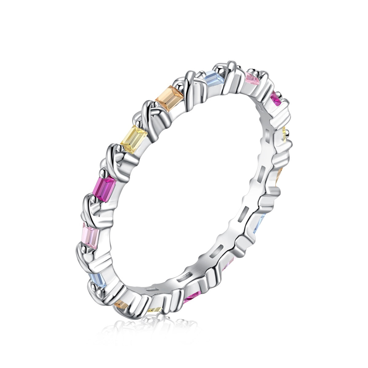 [AuraEcho]Charming Colorful Round Cut Daily Ring