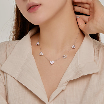 [AuraEcho]Sparkling Five Heart Necklace