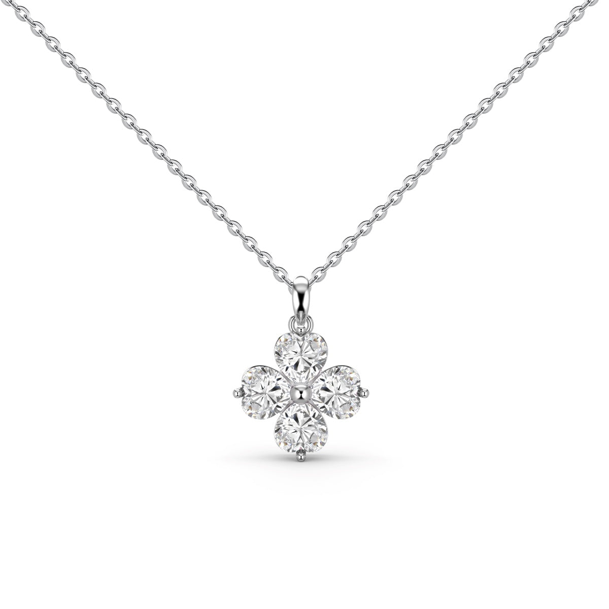 [AuraEcho]Heart-Shaped Four-Leaf Clover Bead Necklace