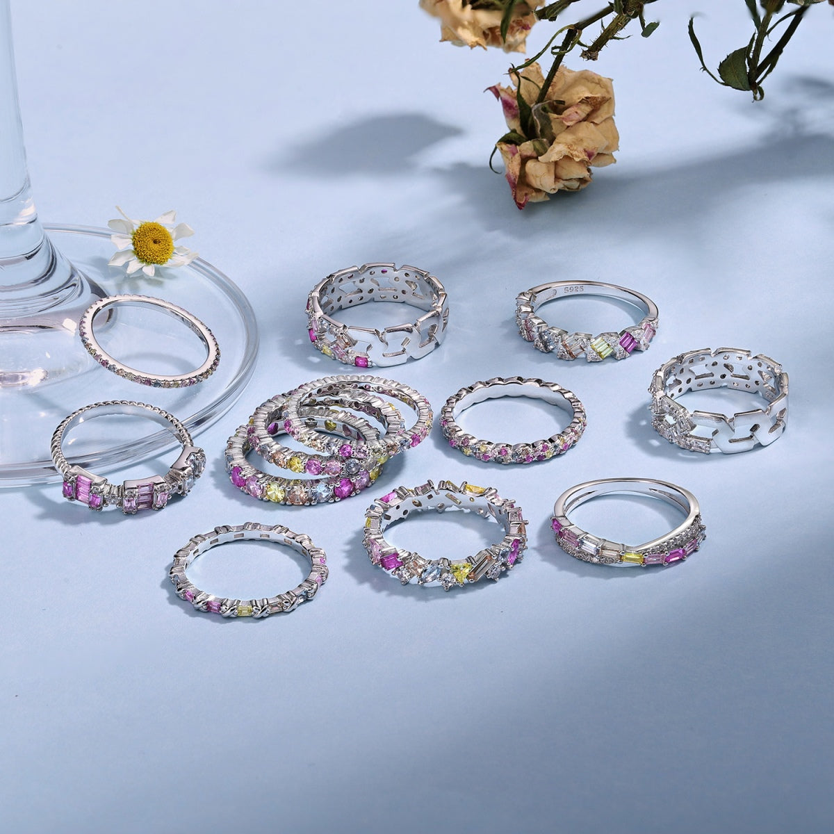 [AuraEcho]Charming Colorful Round Cut Daily Ring