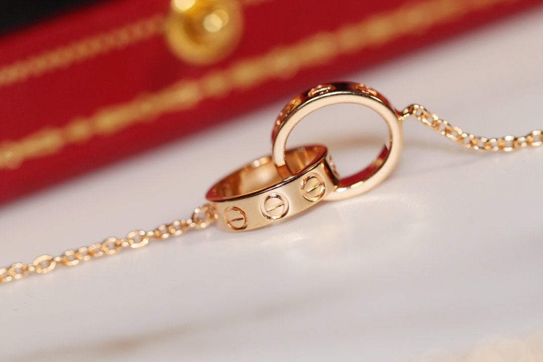 [AuraEcho]LOVE NECKLACE PINK GOLD AND SILVER