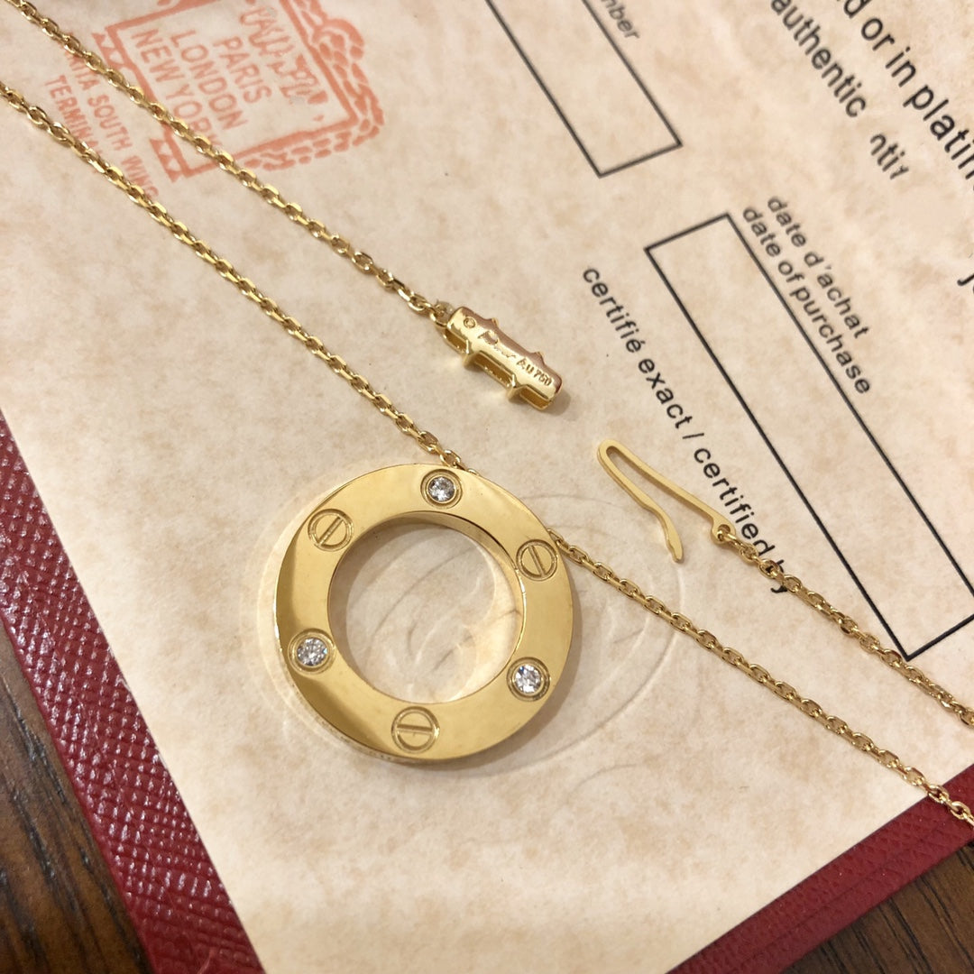[AuraEcho]LOVE NECKLACE 16MM 3 DIAMONDS