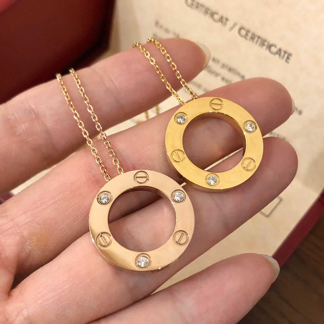 [AuraEcho]LOVE NECKLACE 16MM 3 DIAMONDS