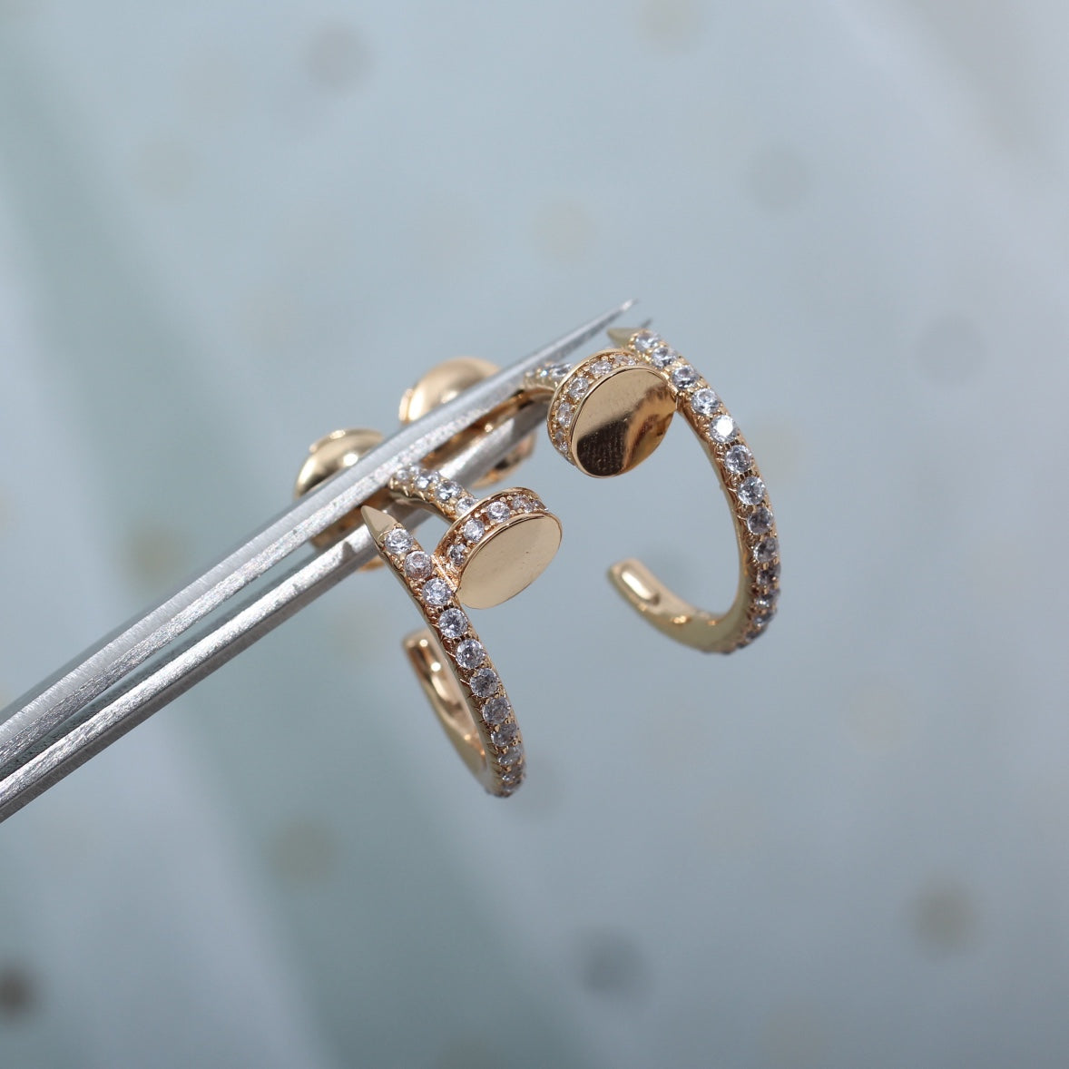 [AuraEcho]JUSTE EARRINGS 12.75MM PINK GOLD DIAMOND