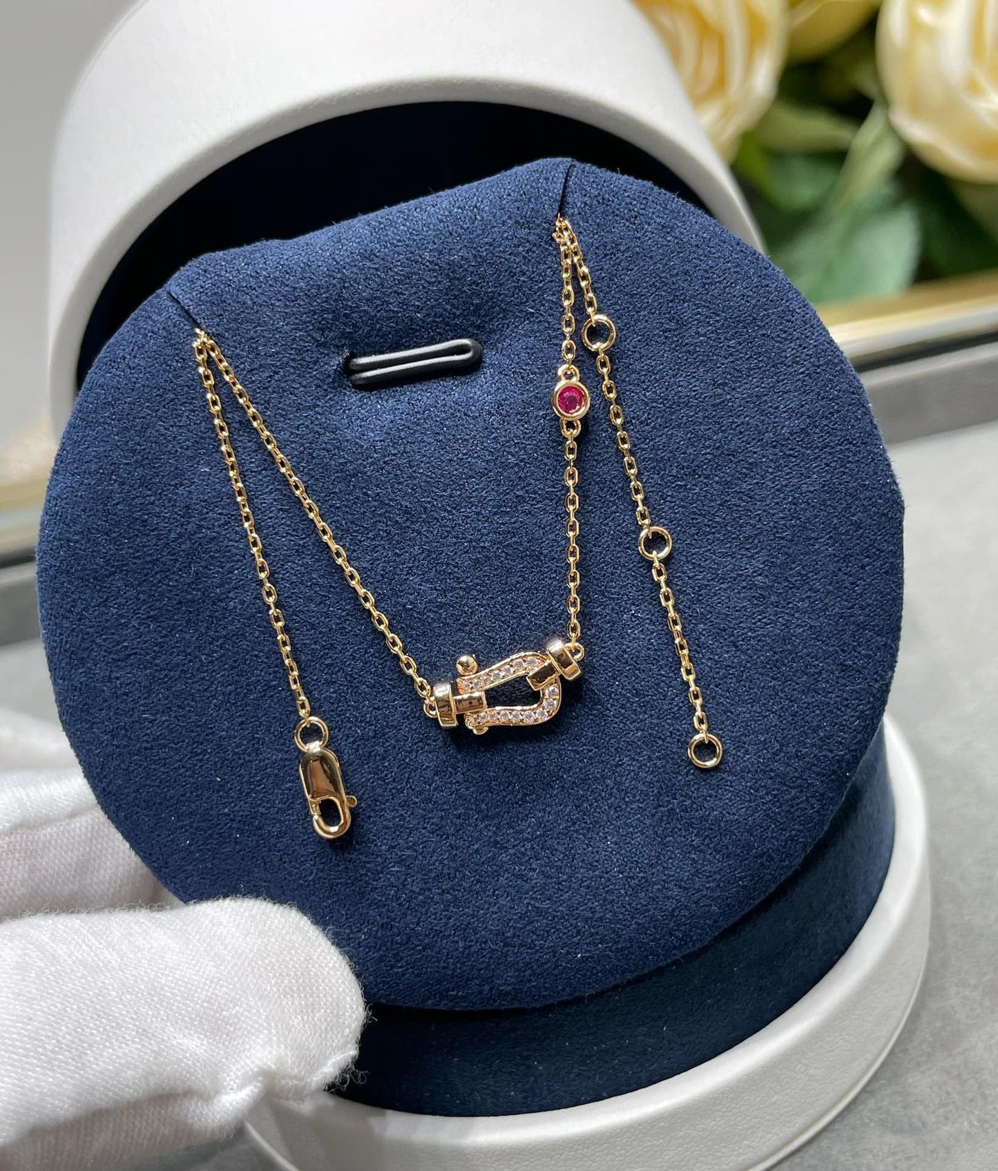 [AuraEcho]FORCE 10 DIAMOND PINK GOLD NECKLACE