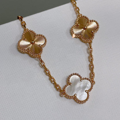 [AuraEcho]CLOVER BRACELET 5 MOTIF WHITE MOP PINK GOLD