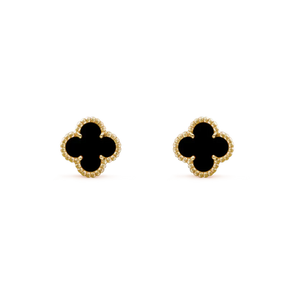 [AuraEcho]CLOVER MINI 9.5MM BLACK MOP EARRINGS