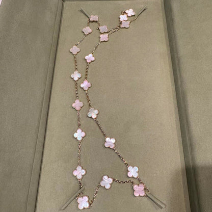 [AuraEcho]CLOVER 20 MOTIFS PINK MOP NECKLACE