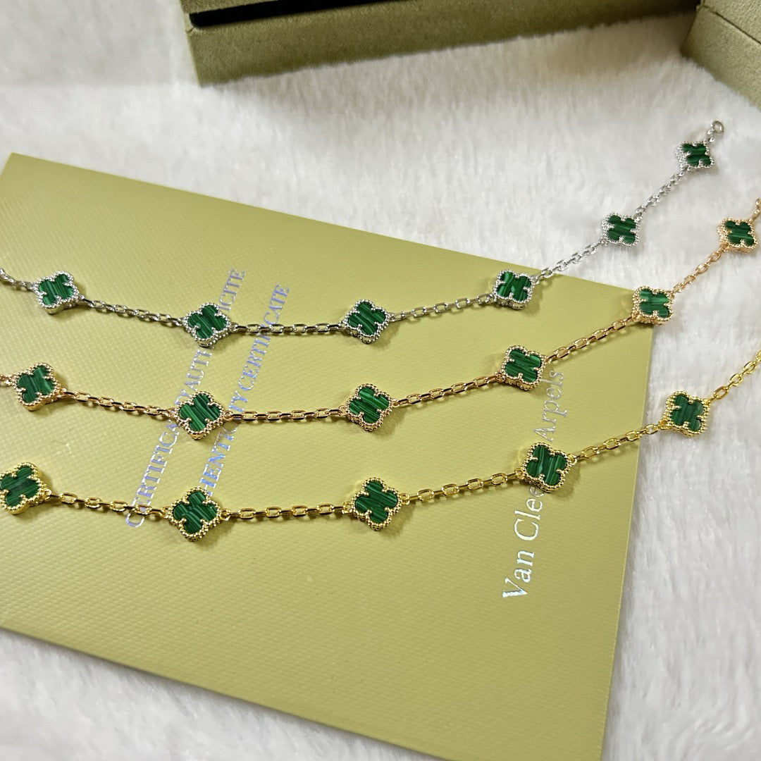 [AuraEcho]CLOVER 6 MOTIF MALACHITE BRACELET