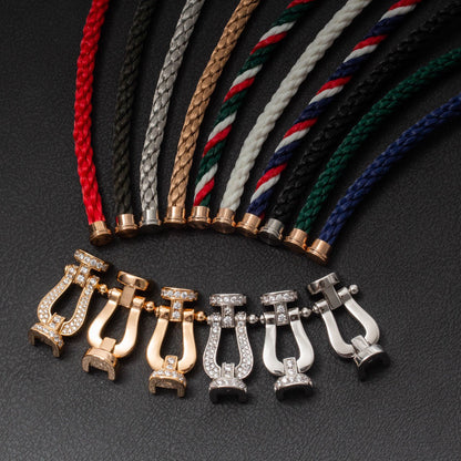 [AuraEcho]FORCE LARGE HORSESHOE HALF DIAMOND BRACELET SILVER
