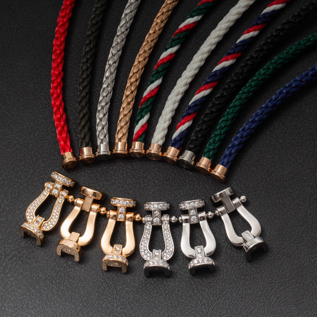 [AuraEcho]FORCE LARGE HORSESHOE FULL DIAMOND BRACELET SILVER