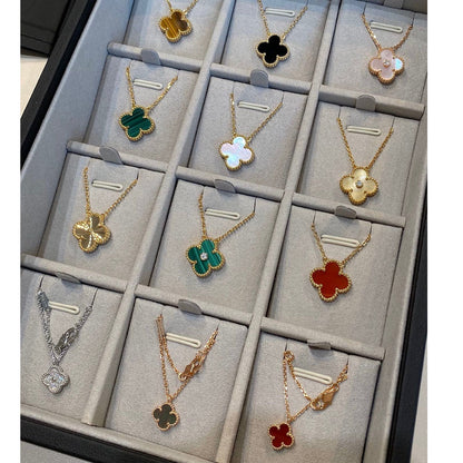 [AuraEcho]CLOVER 15MM CARNELIAN SINGLE FLOWER NECKLACE
