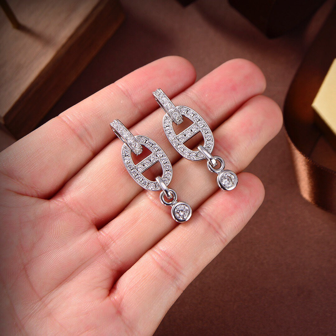 [AuraEcho]HM CHAINE DIAMOND EARRINGS