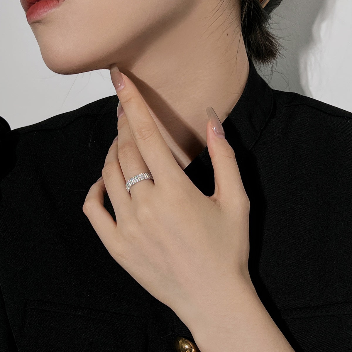 [AuraEcho]Dainty Round Cut Tennis Ring