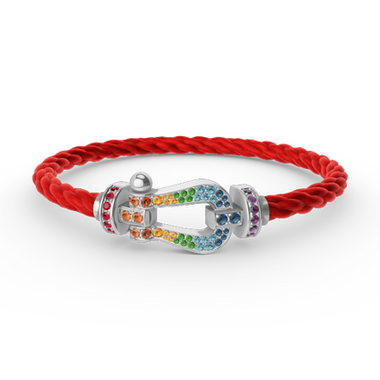 [AuraEcho]FORC LARGE HORSESHOE  COLORED DIAMOND BRACELET SILVER