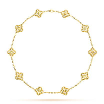 [AuraEcho]CLOVER 10 MOTIFS DIAMOND NECKLACE