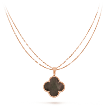 [AuraEcho]CLOVER 25MM GOLD DARK MOP BIG CLOVER NECKLACE