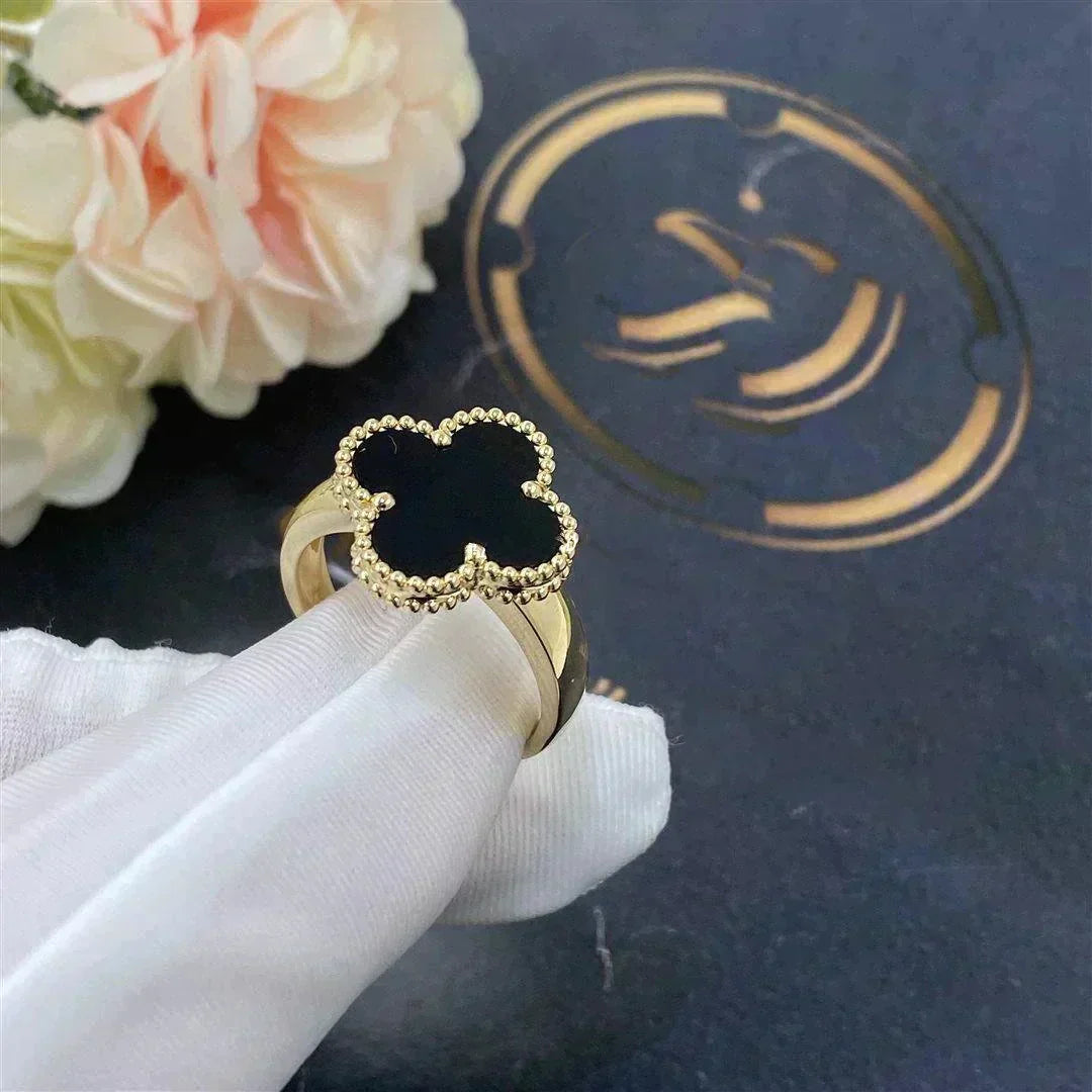 [AuraEcho]CLOVER ONYX RING