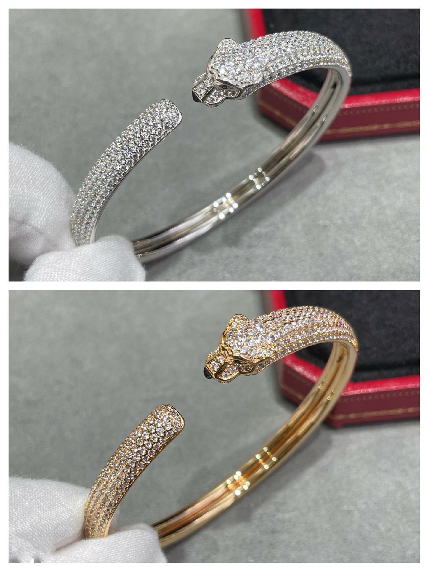 [AuraEcho]PANTHERE FULL DIAMOND OPEN BRACELET