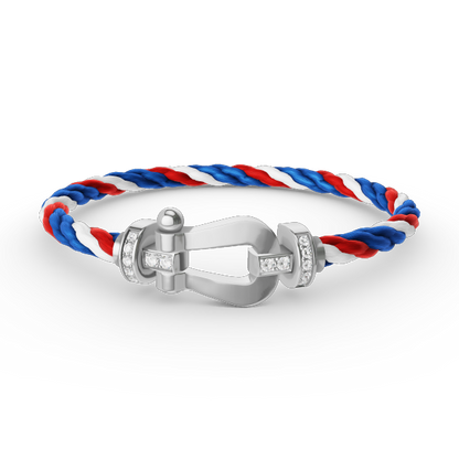 [AuraEcho]FORCE LARGE HORSESHOE HALF DIAMOND BRACELET SILVER